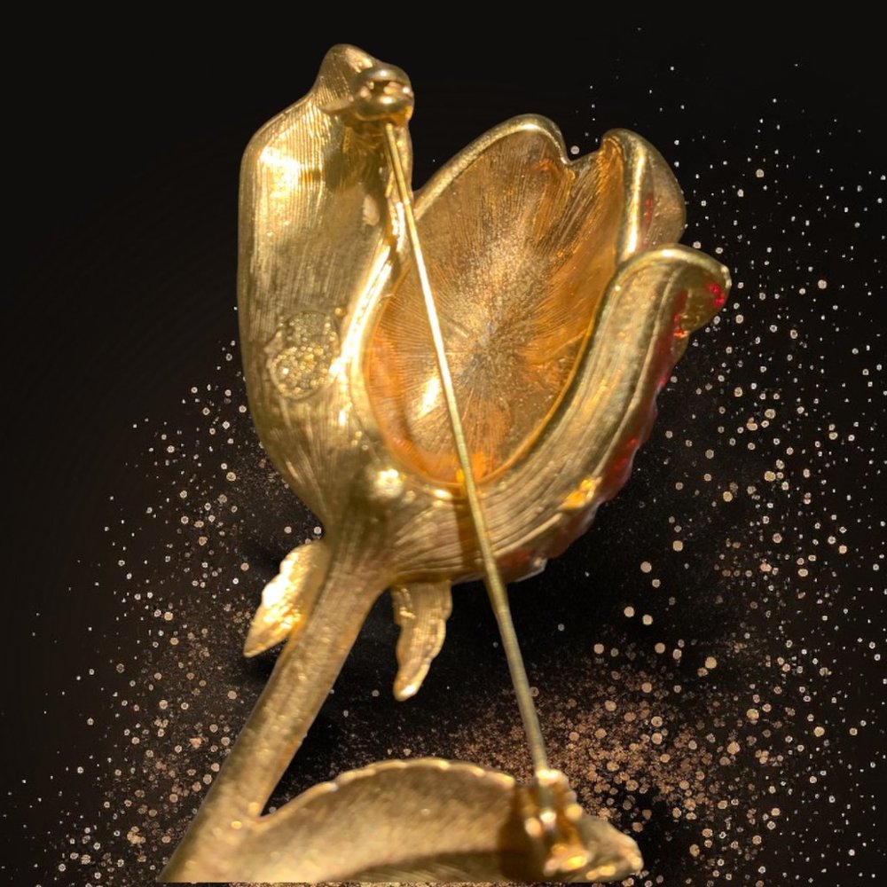 Close-Packed Square Ruby Rose Gold Plated Brooch - image 5